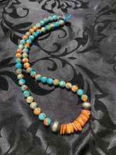 18 inch  Mojave turquoise BEADS AND NAVAJO PEARLS and Spiny oyster!