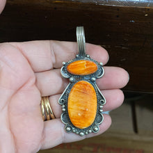 Orange Spiny Oyster 2 stone Pendant
