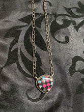 The black cotton candy checker board necklace