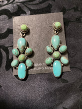 Large long cluster turquoise dangle earrings hallmark B