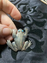 Vintage Sterling silver, opal eyes, frog pen