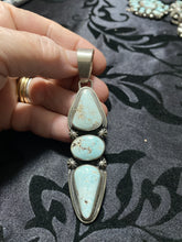 Dry Creek turquoise, three stone, Sterling silver pendant