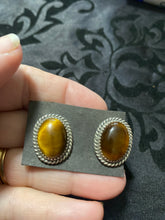 “The Isabella" large tigers eye earrings
