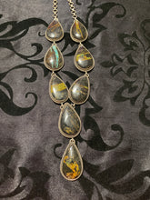The blackjack turquoise necklace with eight magnificent stones in the shape of a teardrop