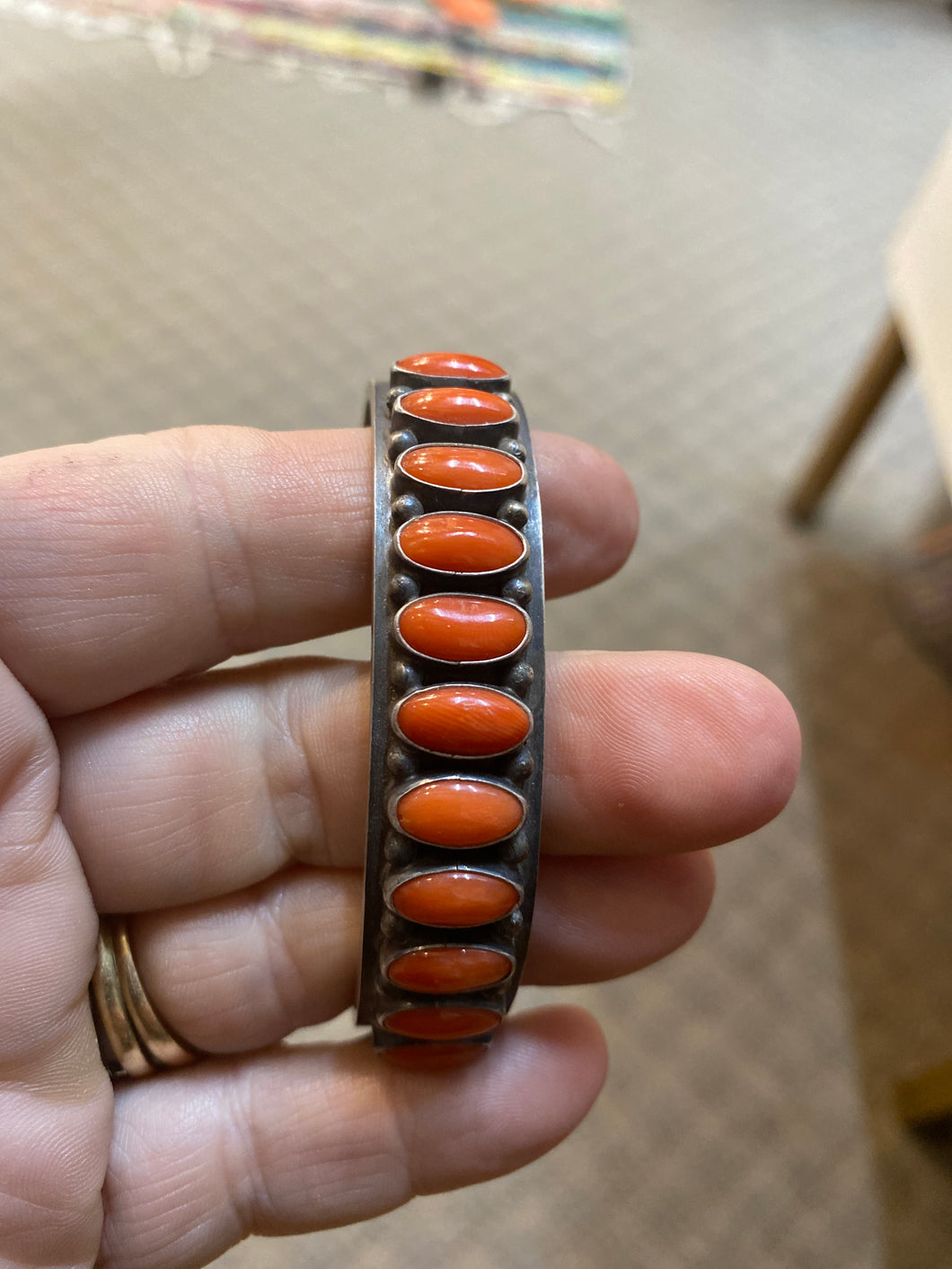Vintage  Red Coral oval bracelet