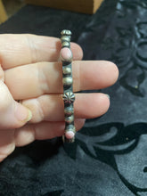 Sterling silver, pink conch shell sterling, silver stars bangle