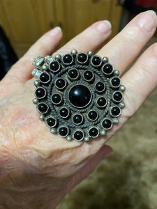 Snake eye round Black Onyx ring