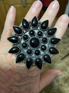 Round Teardrop Black Onyx ring