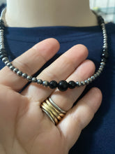 4-8 mm Navajo Pearls with black Onyx beads 20 inches long