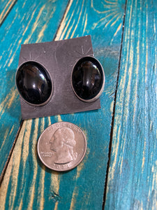 Large Black Onyx Stone  Earrings