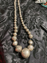 Vintage large beaded tool sterling silver necklace