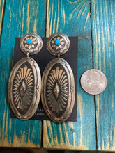 Vintage  Sterling Silver earrings with a speck of turquoise