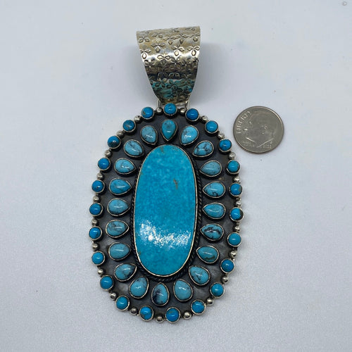Large Sterling Silver  Turquoise pendant