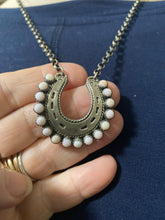 Native American maid Pink conch , sterling silver horseshoe necklace