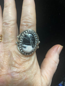 Bold White  Buffalo Turquoise ring size 13.5