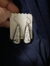 White buffalo turquoise long and slender dangle earrings