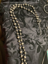 32 inch mixed beads Sterling Silver Navajo Pearls Rosary Bead Necklace
