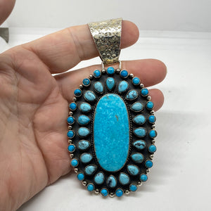 Large Sterling Silver  Turquoise pendant