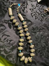 The Sterling silver multi disks and tubes necklace with tiny TURQUOISE pieces AND tiny NAVJO PEARL BEADS NECKLACE