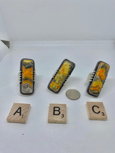 BUMBLE BEE JASPER BAR RINGS