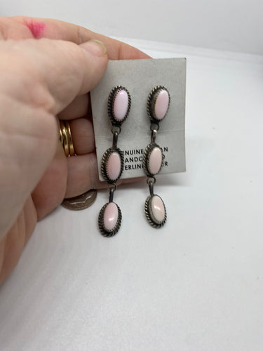 Pink Conch shell long chandler earrings