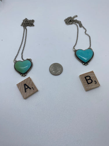 18 INCH HEART SHAPED TURQIOISE NECKLACE