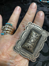 Large sterling silver, square Concho ring!