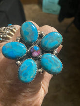 Huge Turquoise/ Dhalia Flower Cluster Ring