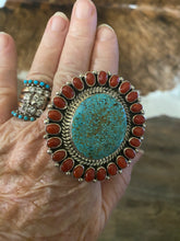 The Red Coral and Turquoise Beast Ring
