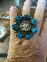 Bisbee turquoise and dime flower ring