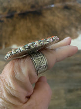 Tremendous heavy silver pink coral and turquoise ring