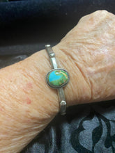 Thin sterling silver Sonoran gold turquoise stacker bracelet