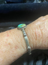 Thin sterling silver Sonoran gold turquoise stacker bracelet