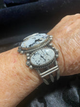 Large three white buffalo turquoise Stone bracelet