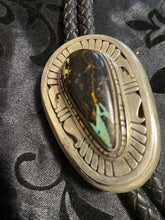 The Black Jack turquoise oval bolo