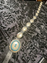 Vintage sterling silver with sleeping beauty turquoise buckle belt
