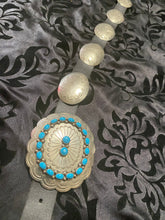 Vintage sterling silver with sleeping beauty turquoise buckle belt