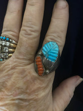 Vintage Turquoise/ red coral ring size 11