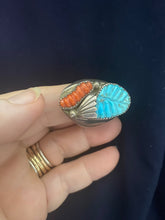 Vintage Turquoise/ red coral ring size 11