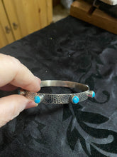 Blue Turquoise Hammered bangle  bracelet