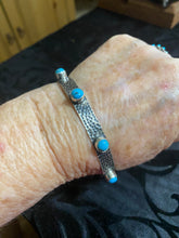 Blue Turquoise Hammered bangle  bracelet