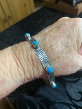 Blue Turquoise Hammered bangle  bracelet