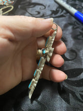 Heavy sterling silver cross with turquoise