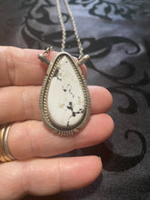 White buffalo turquoise, teardrop, 16 INCH NECKLACE