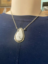 White buffalo turquoise, teardrop, 16 INCH NECKLACE