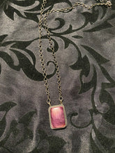 Square purple Spiny oyster necklace 18 inches long