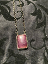 Square purple Spiny oyster necklace 18 inches long