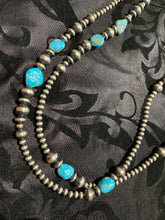 60 inch Navajo Pearls with turquoise nugget beads necklace