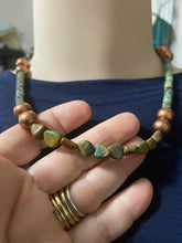 The Green nugget, Cooper bead 18 inch necklace