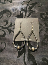 Sterling silver Navajo pearl and disc teardrop hoops